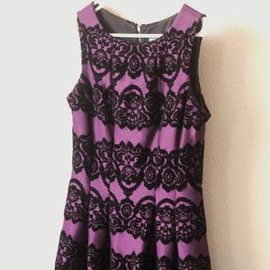 Gabby Skye Damask Velvet Floral Fit & Flare Dress